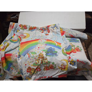 Vintage Rainbow Brite Twin Flat Sheet + 1 Pillowcase 80s Bedding stranger things